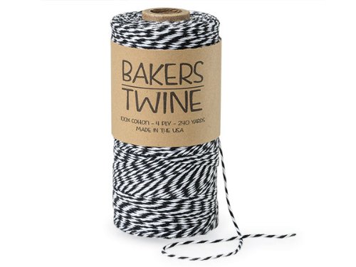 Premium 100% Cotton Baker's Twine - 4-Ply Black & White Twine (240 Yards, 3 Rolls) for Gift Wrapping, Baking, Crafts & DIY Projects | Natural Jute Alternative for Packaging, Scrapbooking & Home Decor