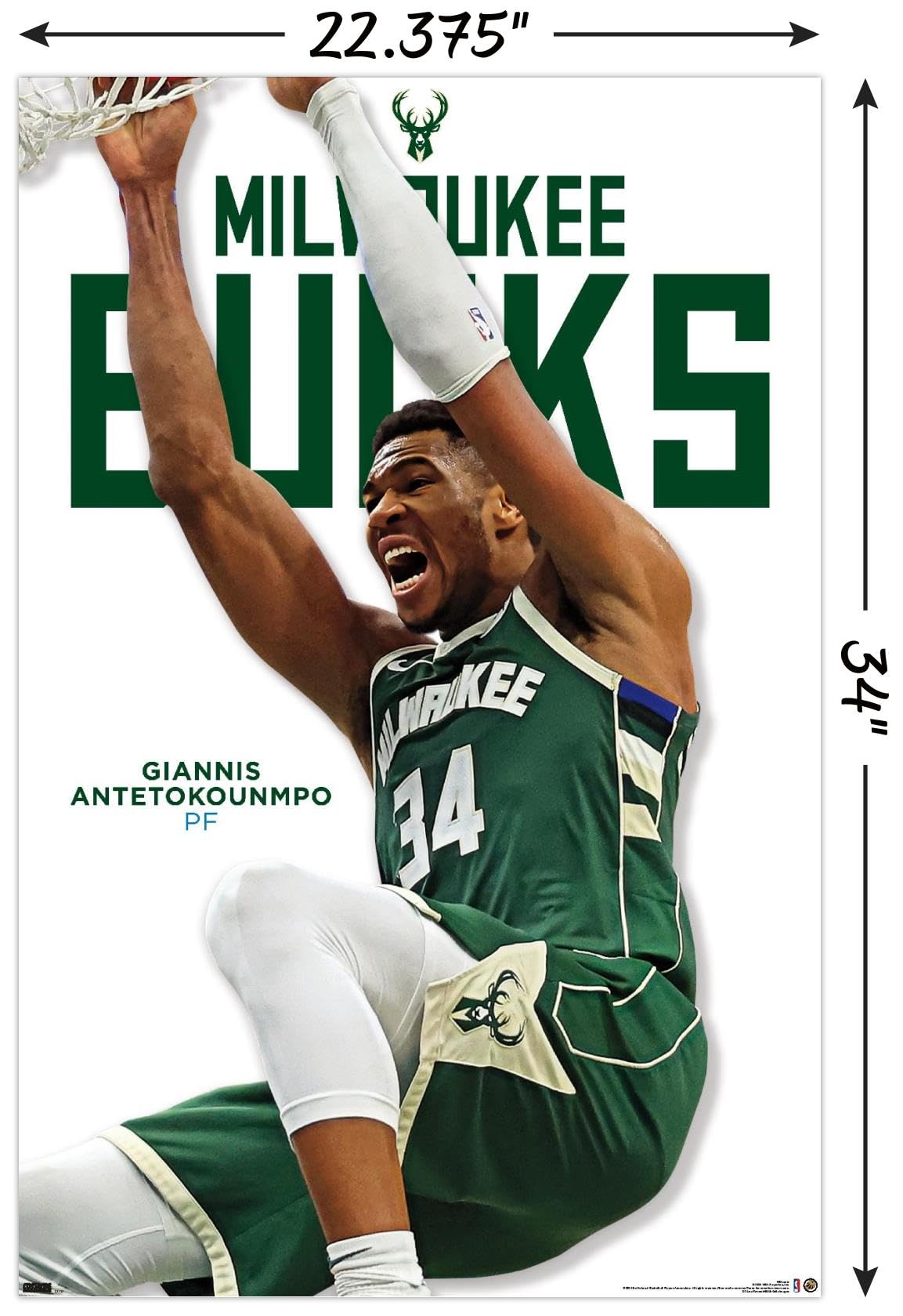 NBA Milwaukee Bucks Giannis Antetokounmpo Feature Series 24 Wall Poster - Premium Basketball Decor for Fans, Sports Room & Game Day Party