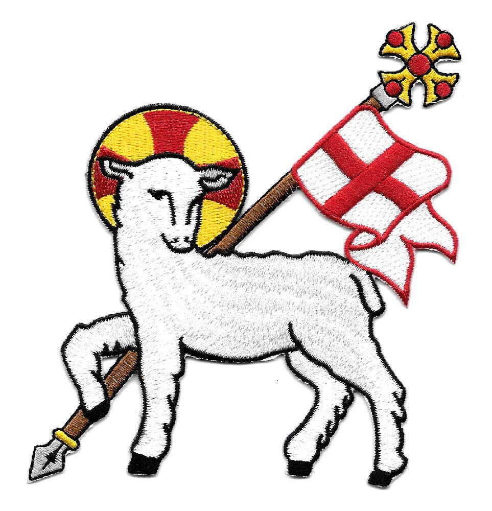 Lamb of God Embroidered Iron-On Applique Patch for Church Vestments - Religious Sewing Decoration for Clergy Robes & Christian Garments