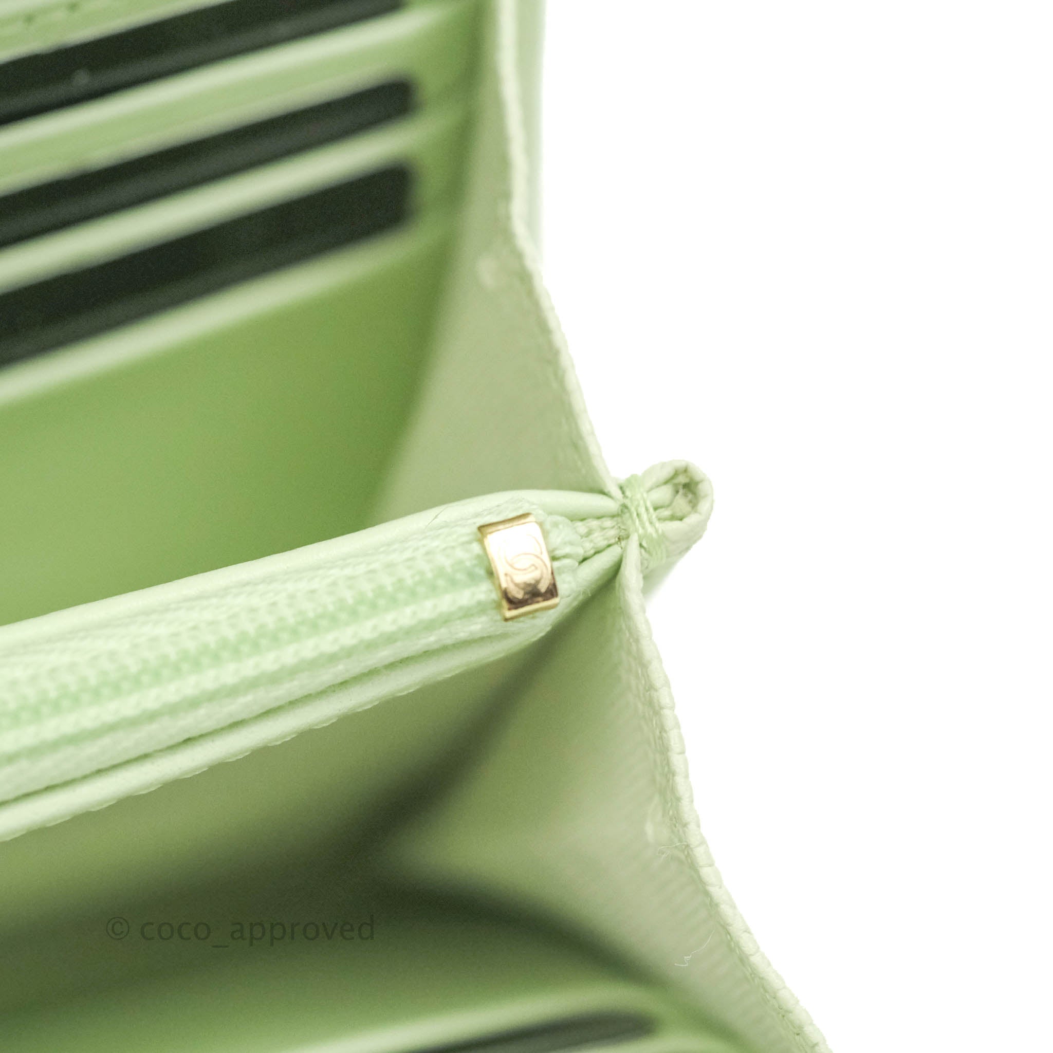 Chanel Caviar Quilted Long Flap Wallet in Mint Green with Gold Hardware - Luxury Designer Wallet for Women, Perfect for Everyday Use & Special Occasions