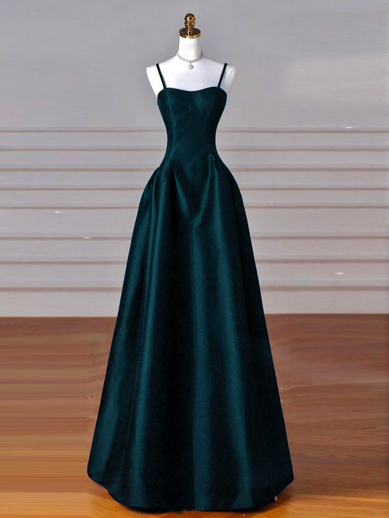 Elegant A-Line Sweetheart Neck Satin Peacock Blue Long Prom Dress for Homecoming, Formal Dances & Special Occasions