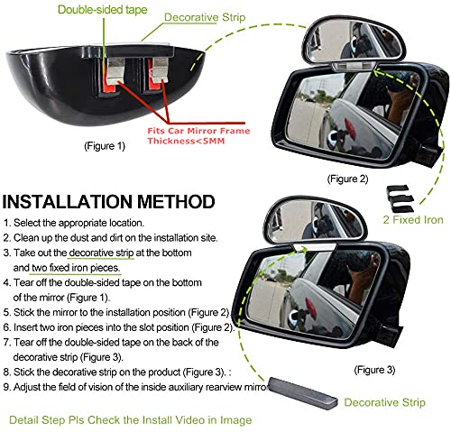 Universal Car Blind Spot Mirrors - Adjustable Wide Angle HD Glass Mirror with Strong Adhesive for SUV & Vehicles | Less than 5MM Frame | Enhances Driving Safety & Parking Visibility