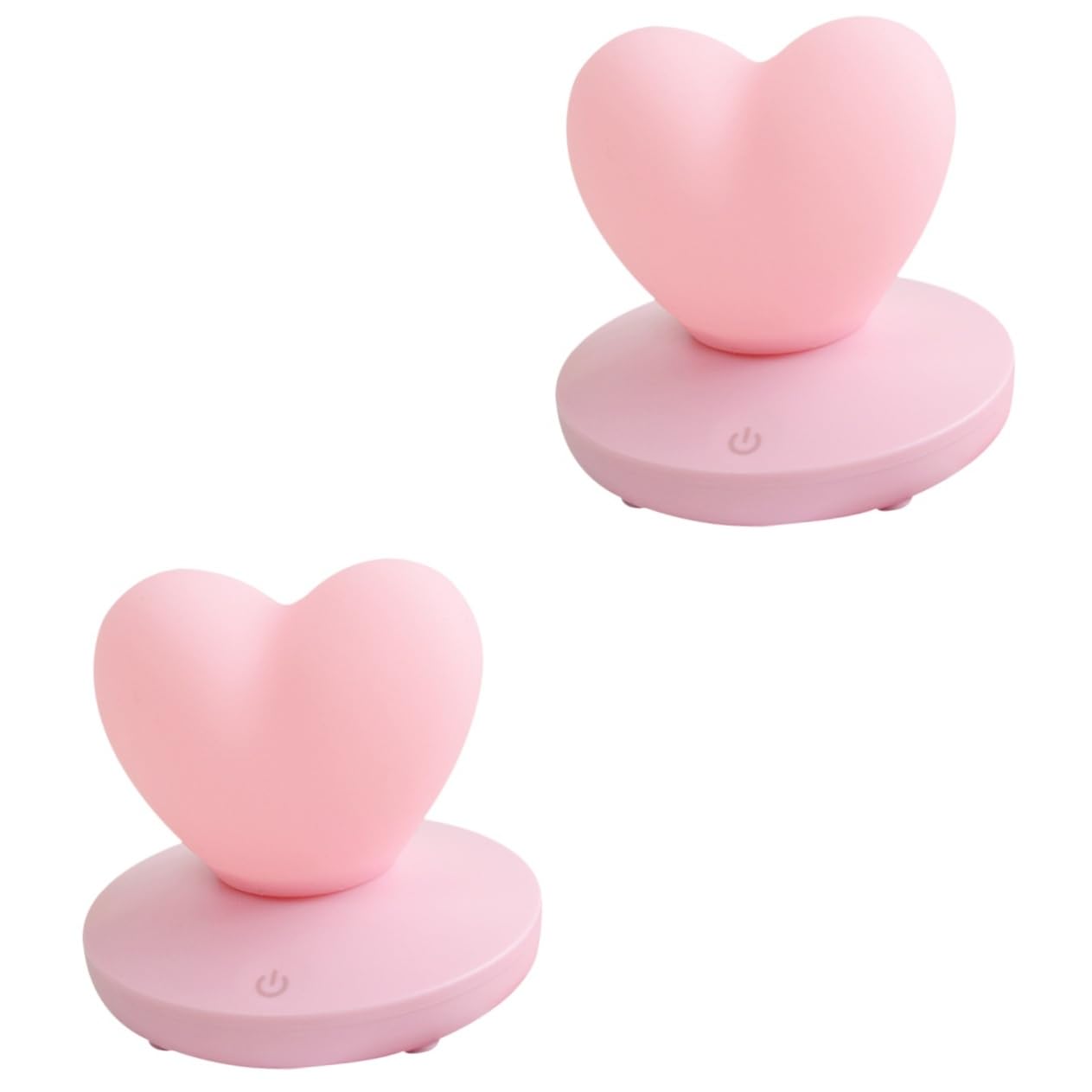 Angoily 2-Pack Rechargeable LED Night Light for Kids - Heart Shape Bedside Lamp with Auto Sensor, Perfect for Nursery, Bedroom & Bathroom Nightlight
