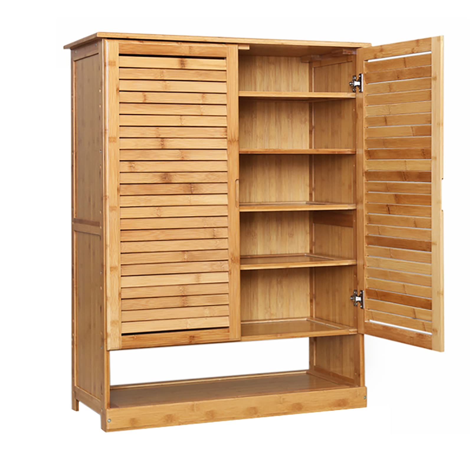 Bamboo Shoe Storage Cabinet with Doors - Rustic Entryway Shoe Organizer for Home & Office | Space-Saving Shoe Rack for Hallway, Closet & Mudroom Organization