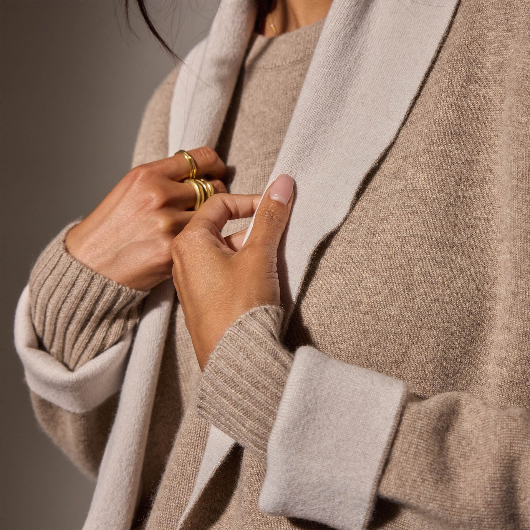 Luxury Cashmere Shawl Collar Coat for Women - Warm Coyote & Pearl Winter Coat - Perfect for Office, Dinner Dates & Holiday Parties