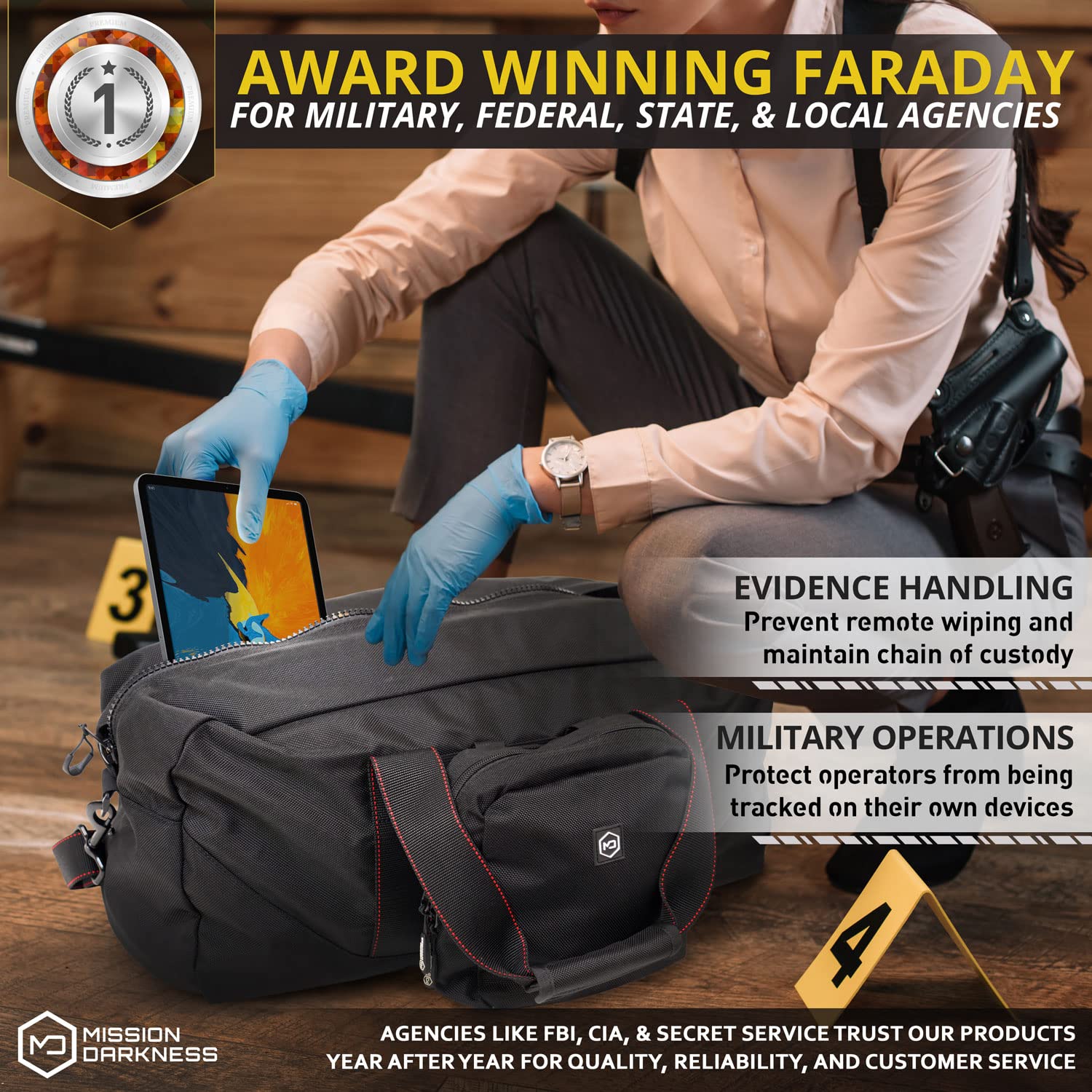 Mission Darkness X2 Faraday Duffel Bag with Detachable MOLLE Pouch (Gen 2) - Military-Grade RF Shielding for Electronics, Phones & Digital Forensics - Signal Blocking & Data Privacy Protection for Travel, EDC & Security Professionals