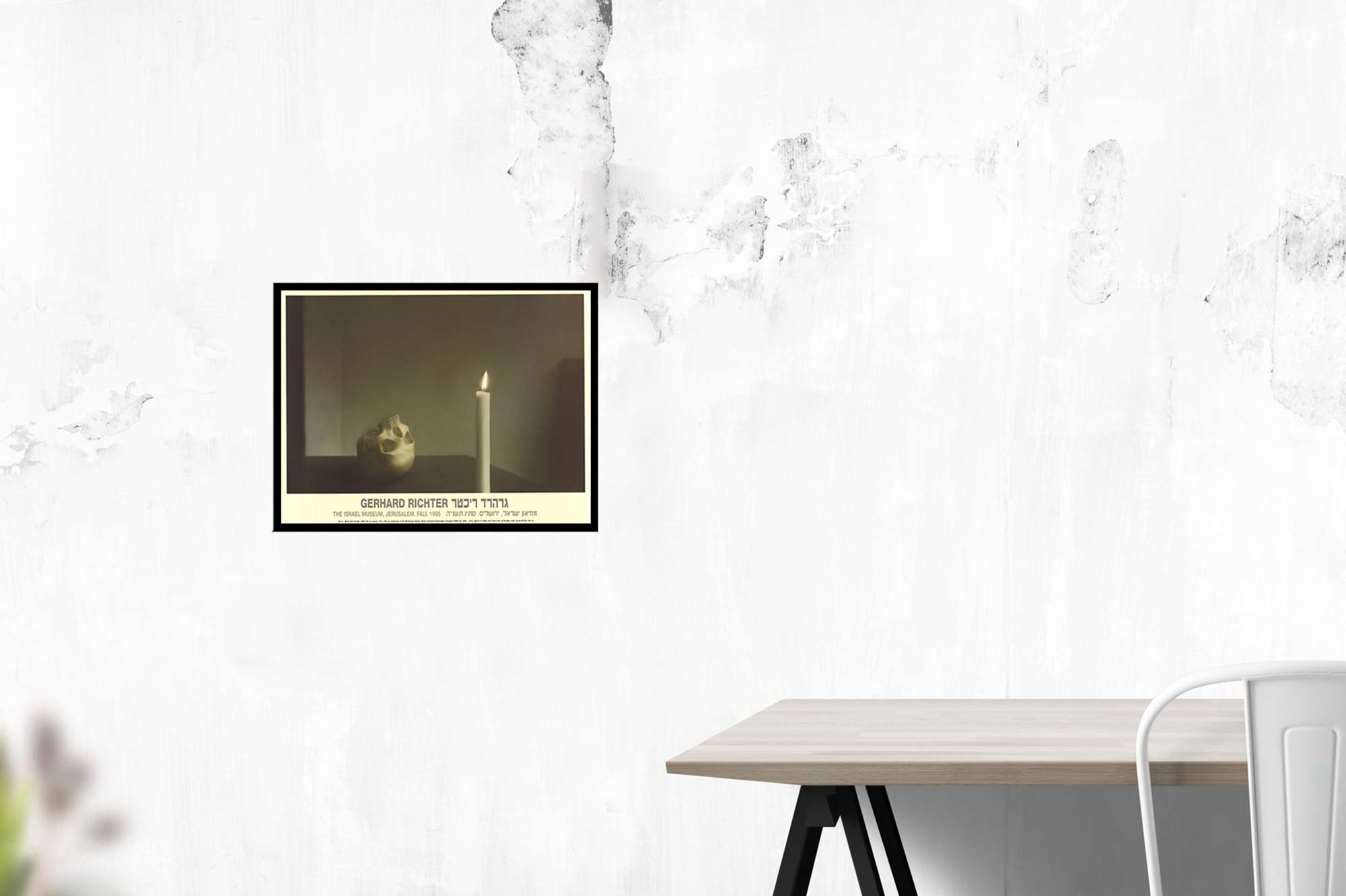 GERHARD Richter Skull with Candle 19x25.25 Inch Art Poster - 1995 Contemporary Wall Decor in Brown, White, Yellow & Black - Perfect for Home, Office & Gallery Display