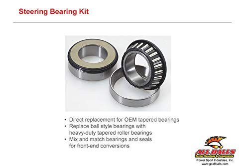 All Balls Steering Head Bearing Kit 22-1068 - High Performance Motorcycle Steering Bearings for Smooth Handling | Perfect for Harley, Honda, Yamaha & More