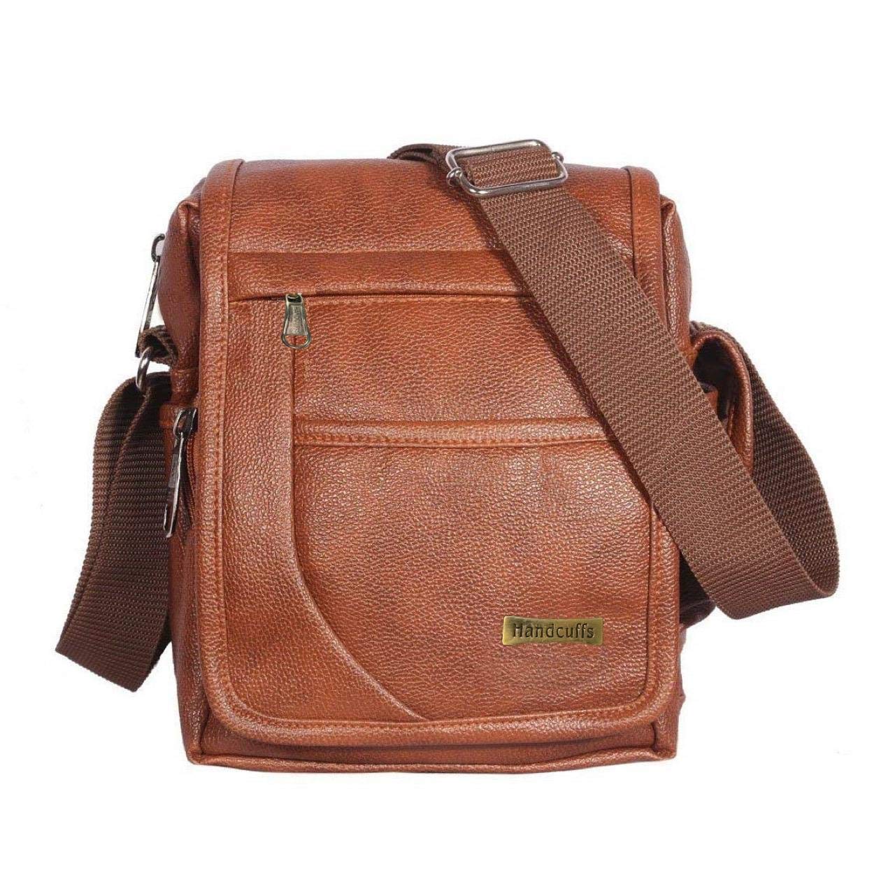 **Leather Messenger Bag for Men - Crossbody Sling Shoulder Bag, Small & Mini Size, Casual Office & Travel Use**    *Perfect for Work Commute, Business Trips, and Everyday Essentials*