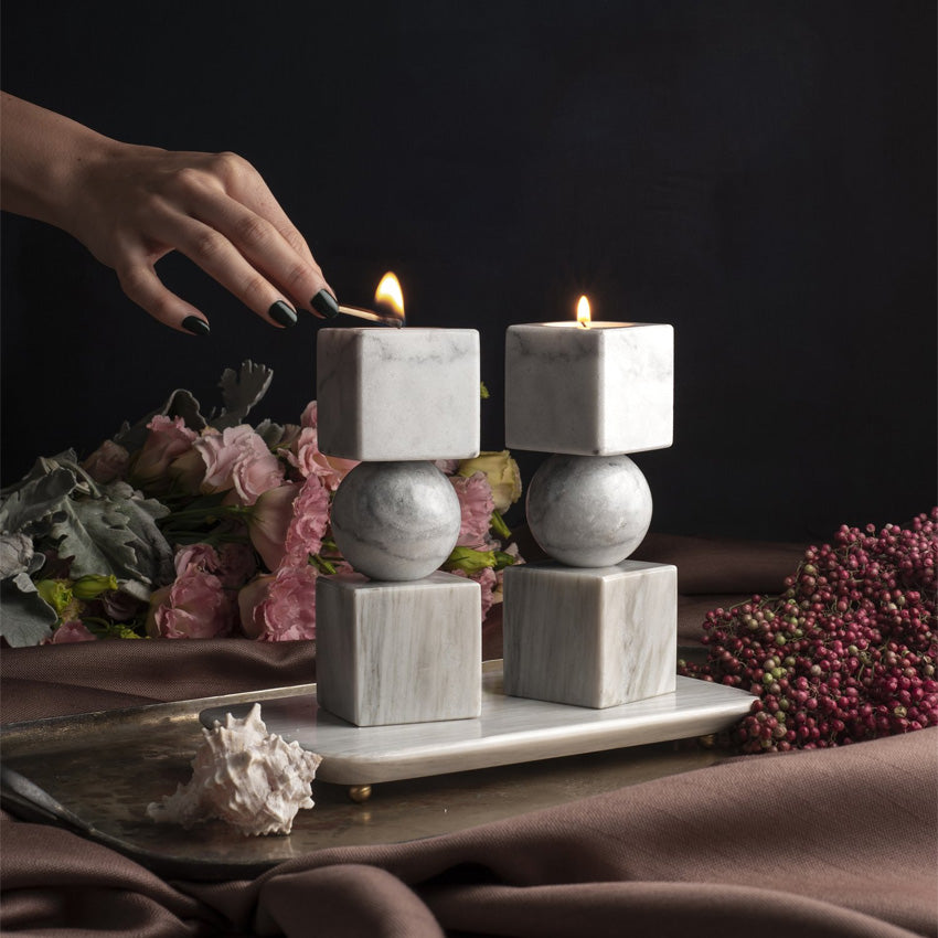 CDMX Design Bruci Totem Candle Holder - Modern Home Decor for Living Room, Bedroom & Meditation Spaces | Handcrafted Ceramic Candle Stand for Aromatherapy & Relaxation
