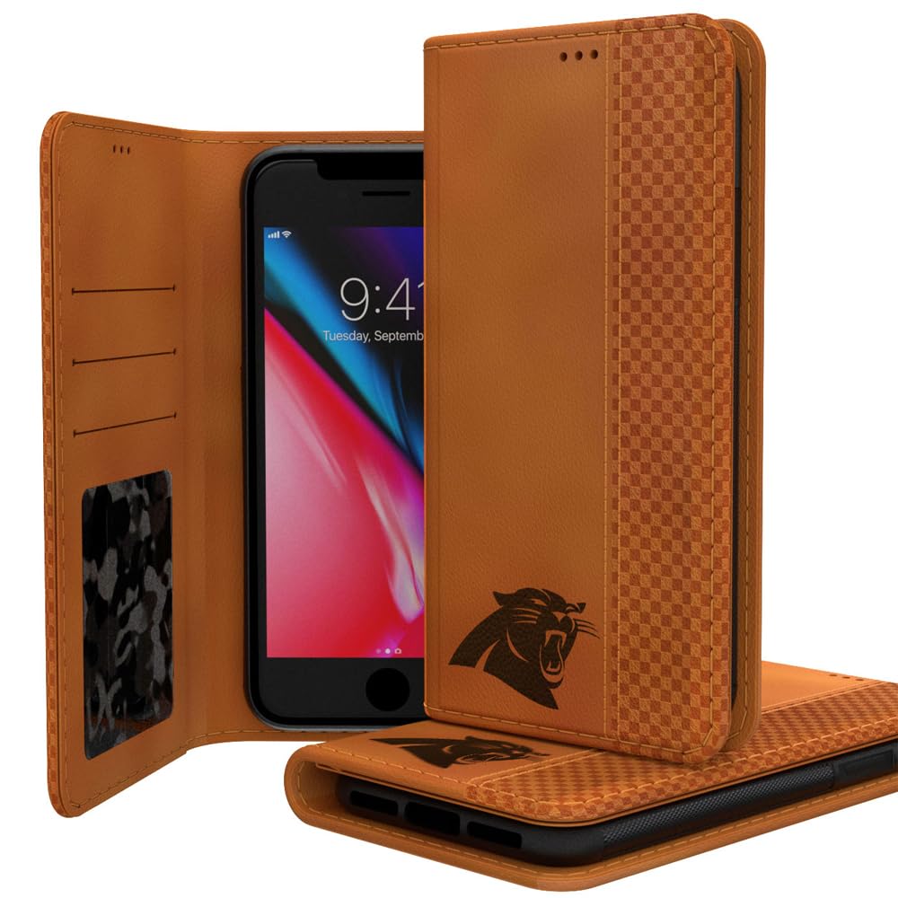 Carolina Panthers iPhone Folio Case - Premium PU Leather Wallet Phone Cover with Card Slots & Stand Feature for iPhone 13/14/15 Pro Max | Perfect for Panthers Fans, Game Days & Everyday Use