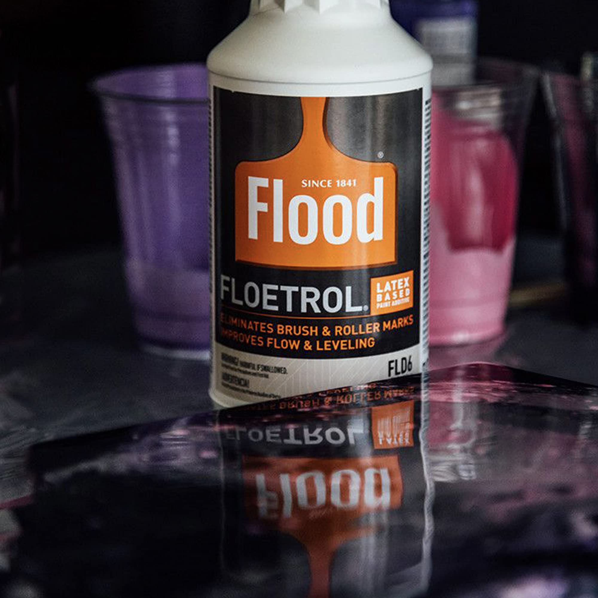 Floetrol Paint Additive & Pouring Medium for Acrylic Paint - Professional Flood Flotrol Additive & Paint Extender (2-Pack) + 20 Wood Mixing Sticks - Perfect for Acrylic Pouring, Fluid Art, Canvas Painting & DIY Home Decor Projects