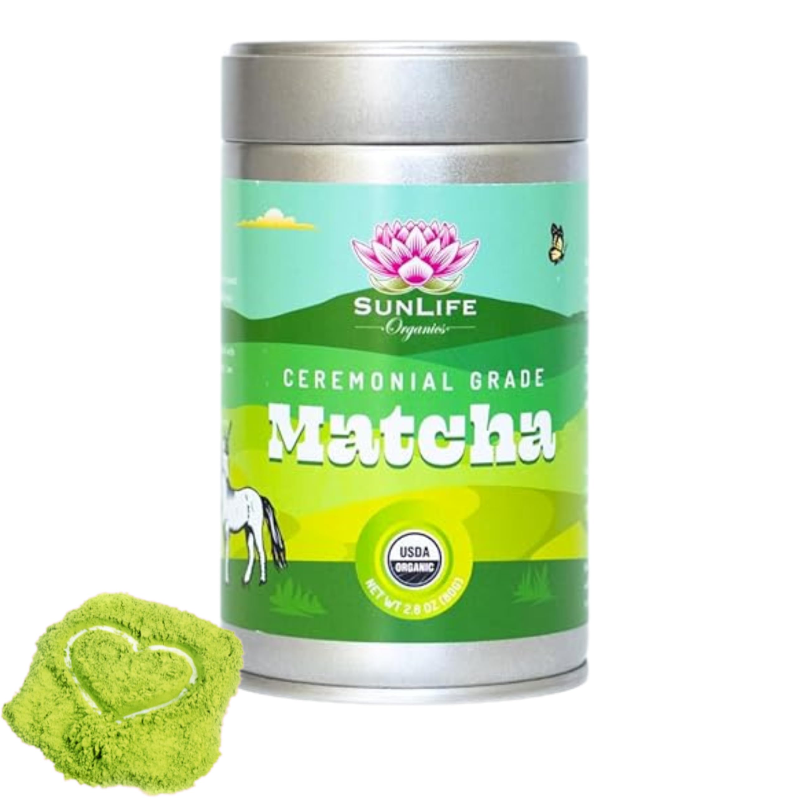 Sunlife Organics USDA Organic Matcha Green Tea Powder (80g) - Premium Japanese Culinary & Ceremonial Grade Matcha - For Lattes, Baking & Traditional Tea Ceremonies