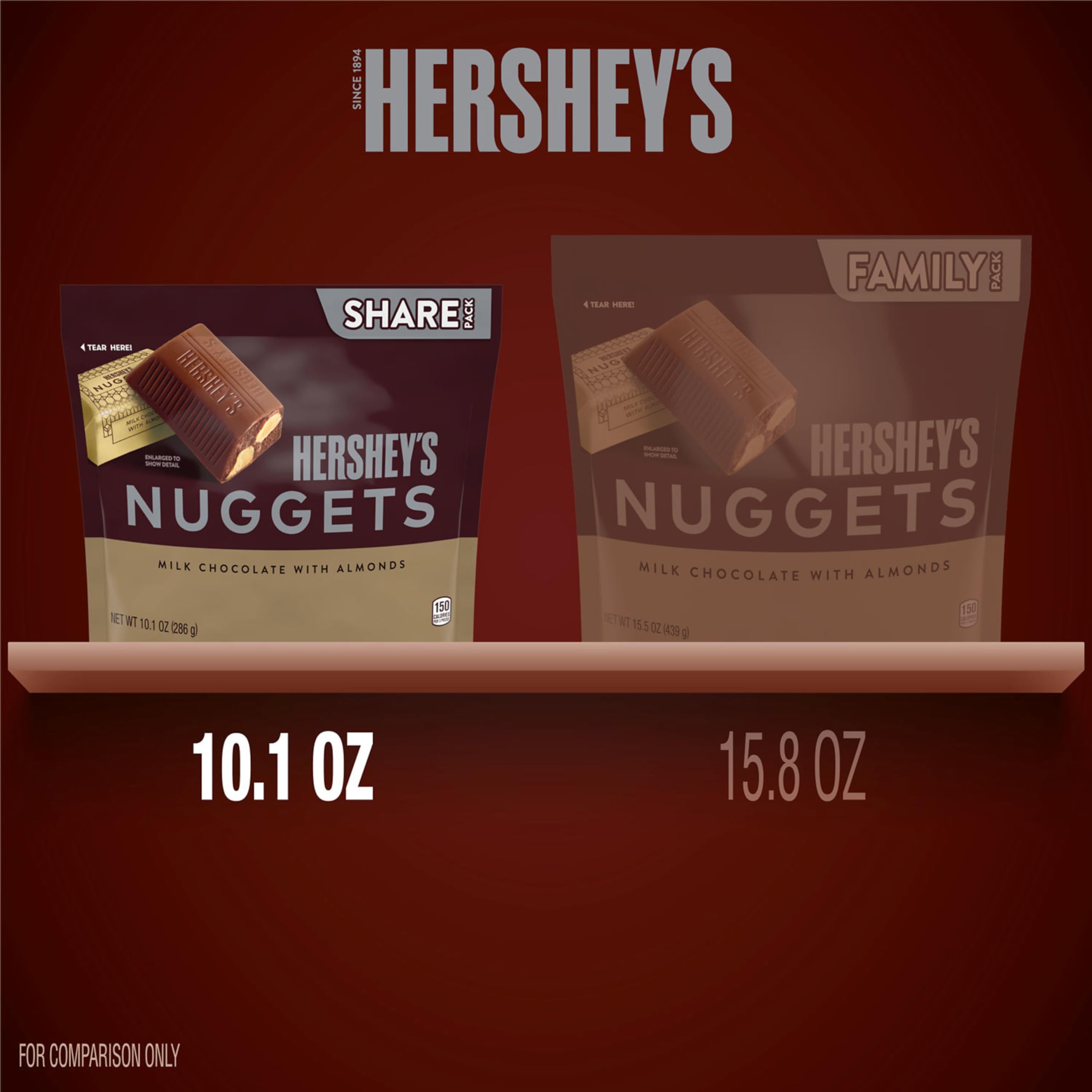 HERSHEY'S Milk Chocolate Almond Nuggets Candy - 10.1 Oz Bulk Pack for Sharing | Perfect for Parties, Office Treats & Holiday Gift Baskets