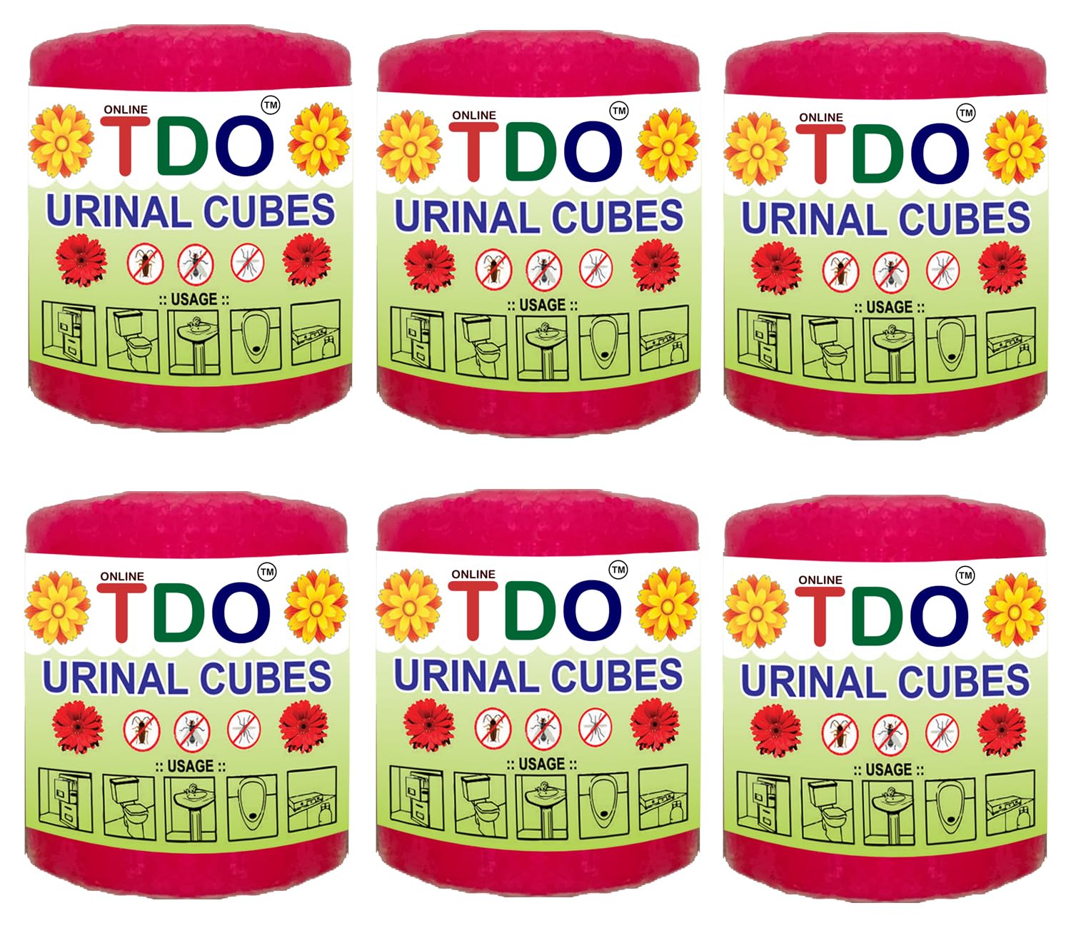TDO Urinal Deodorizer Cubes - Pack of 6 Sets (420g) | Long-Lasting Toilet & Bathroom Freshener | Naphthalene-Free Urinal Cakes for Washbasins, Sinks & Public Restrooms | Ideal for Homes, Offices & Commercial Spaces