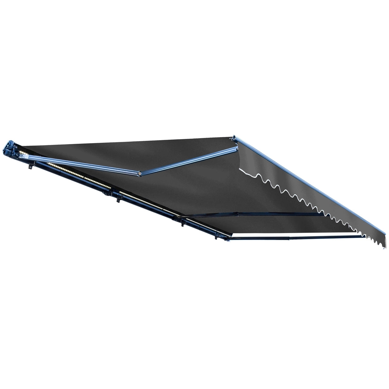 ALEKO 10x8 Feet Half Cassette Motorized Retractable LED Patio Awning - Gray Luxury Outdoor Shade Solution for Deck, Garden & Backyard Relaxation