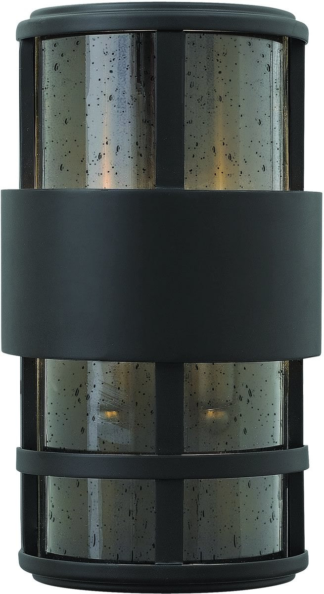 13H Saturn 2 Light Outdoor Wall Sconce - Satin Black Finish - Weatherproof Exterior Lighting for Porch, Patio, Garden & Entryway