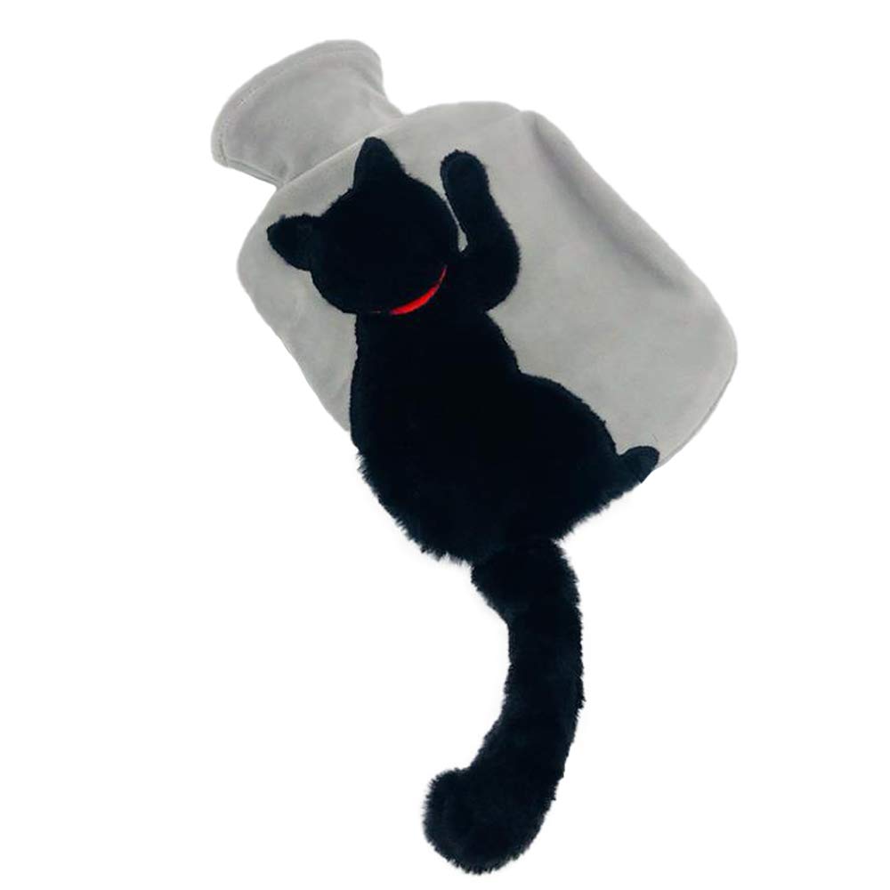 YHNJI Plush Cat Cover Hot Water Bottle - Rubber Hand Warmer for Neck, Shoulders, Feet & Menstrual Cramps Relief | Cozy Home & Office Comfort Solution