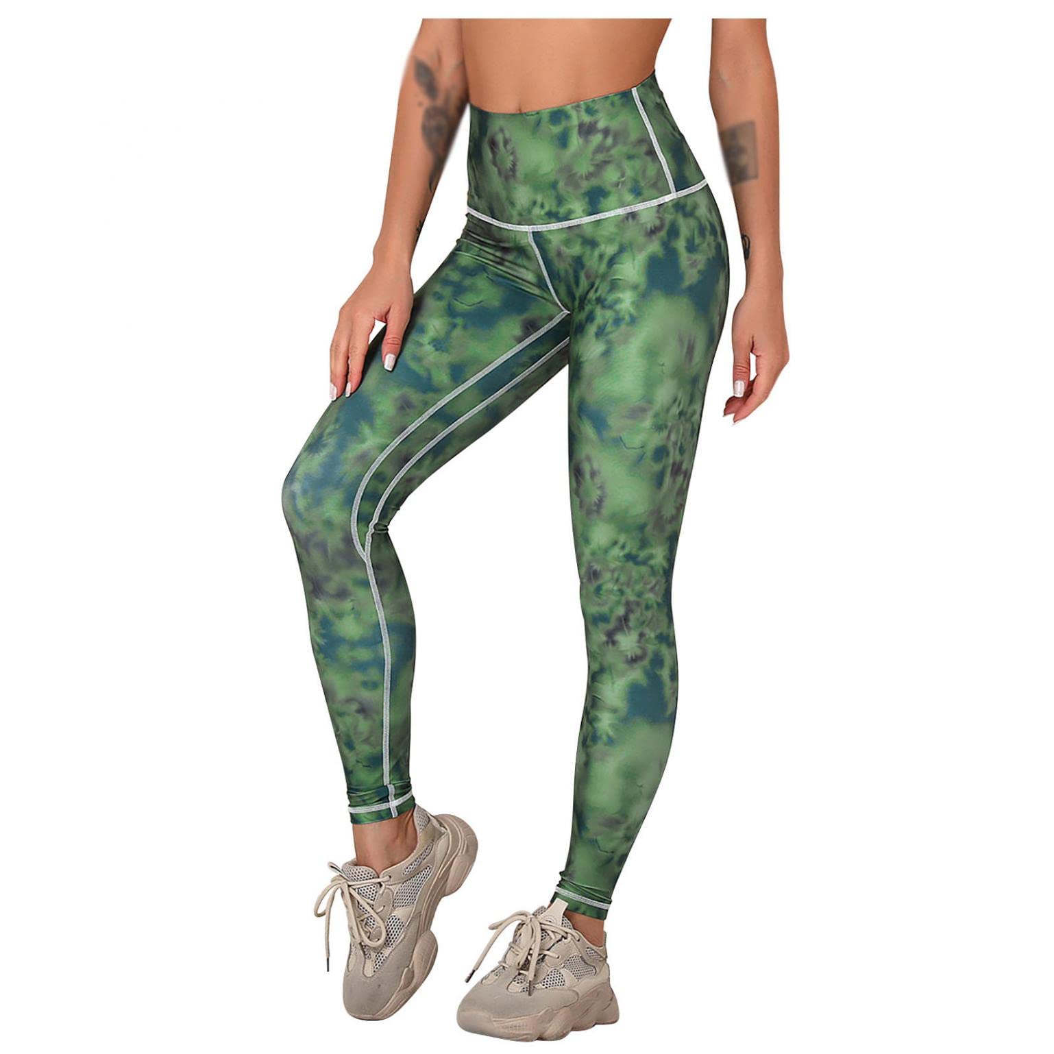 Women's High Waist Tummy Control Yoga Pants - Bubble Hip Lifting Leggings for Running & Exercise - Tie-Dye Print Sweatpants - Perfect for Workouts, Gym, Yoga & Casual Wear