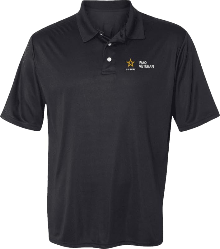 MilitaryBest U.S. Army Star Iraq Veteran Moisture-Wicking Performance Polo Shirt - Breathable Quick-Dry Polyester for Active Duty, Veterans & Outdoor Enthusiasts