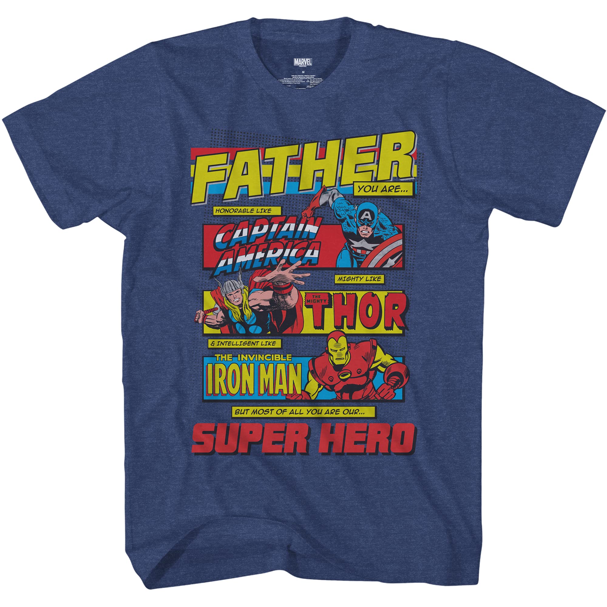 Marvel Comics Superhero T-Shirt for Men - Captain America, Iron Man, Thor Graphic Tee - Perfect for Father's Day Gifts, Cosplay & Comic Book Fans