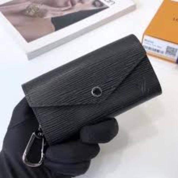 LV Key Pouch in Epi Leather - Black | Luxury Compact Wallet for Keys & Cards | Perfect for Everyday Use, Travel & Gifting