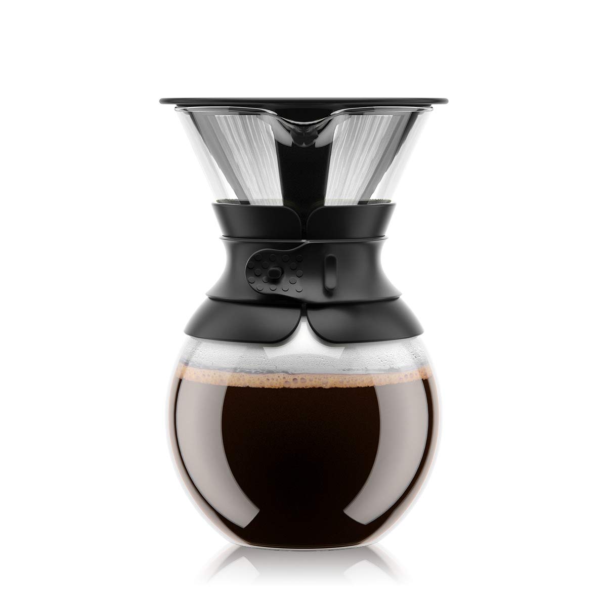 Bodum Pour Over Coffee Maker with Permanent Filter - 34 oz (1 Liter) Black - Drip Coffee Brewer for Home, Office & Travel - Perfect for Single Serve or Small Batch Brewing