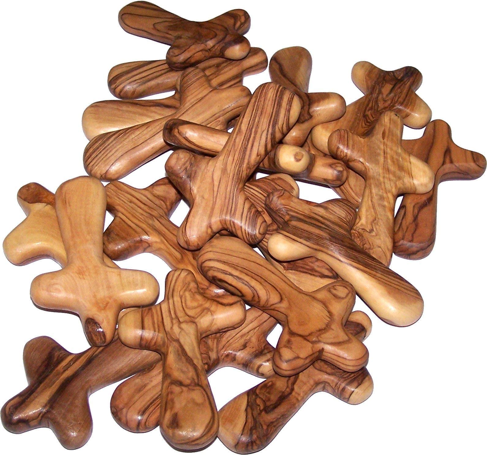 25 Pack Olive Wood Comfort Crosses - Religious Holding Crosses with Gift Bags for Prayer, Meditation & Spiritual Gifts - Perfect for Church, Home Decor & Christian Gifts