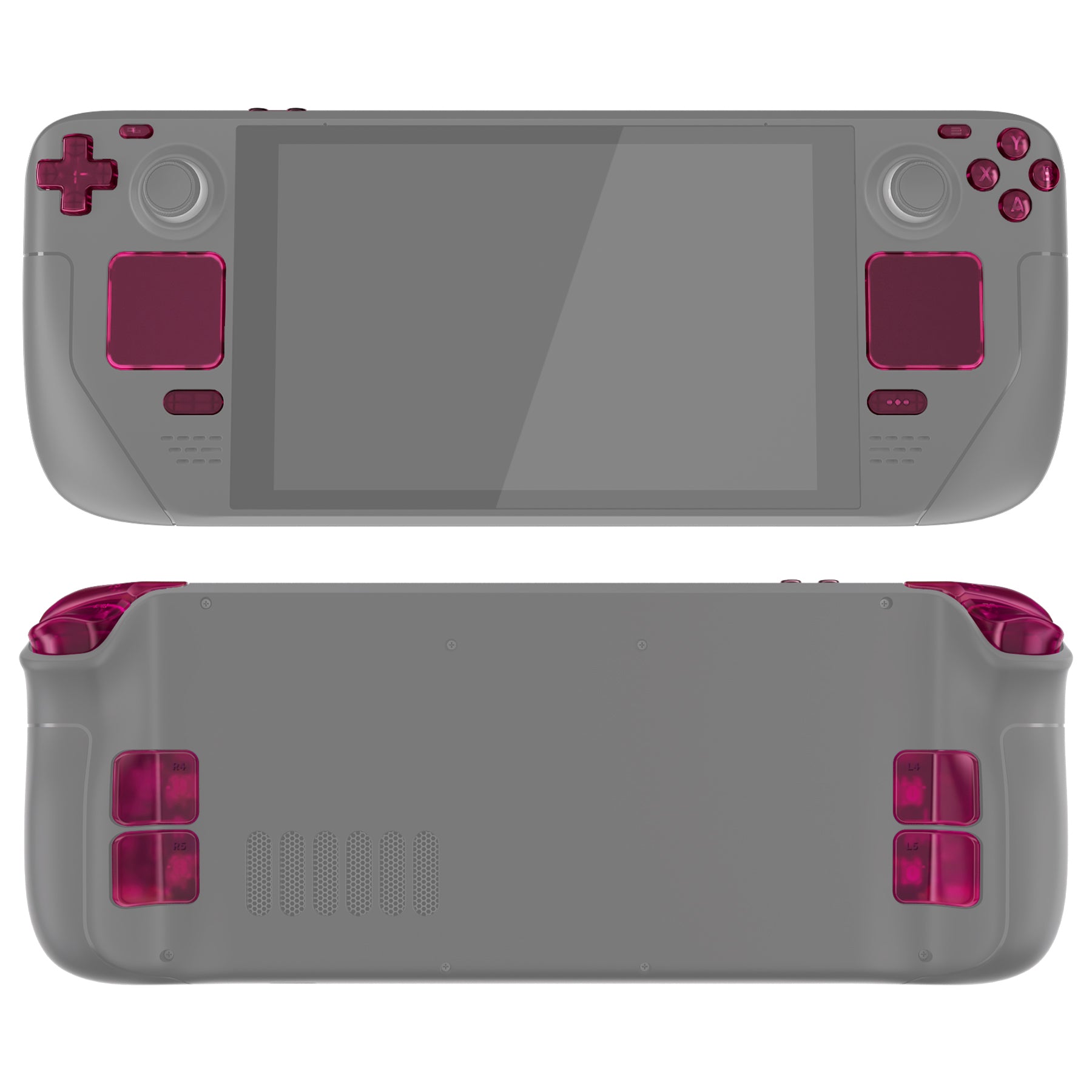 eXtremeRate Clear Candy Pink Replacement Full Set Buttons for Steam Deck LCD - Upgrade Your Gaming Experience | Perfect for DIY Mods & Controller Customization