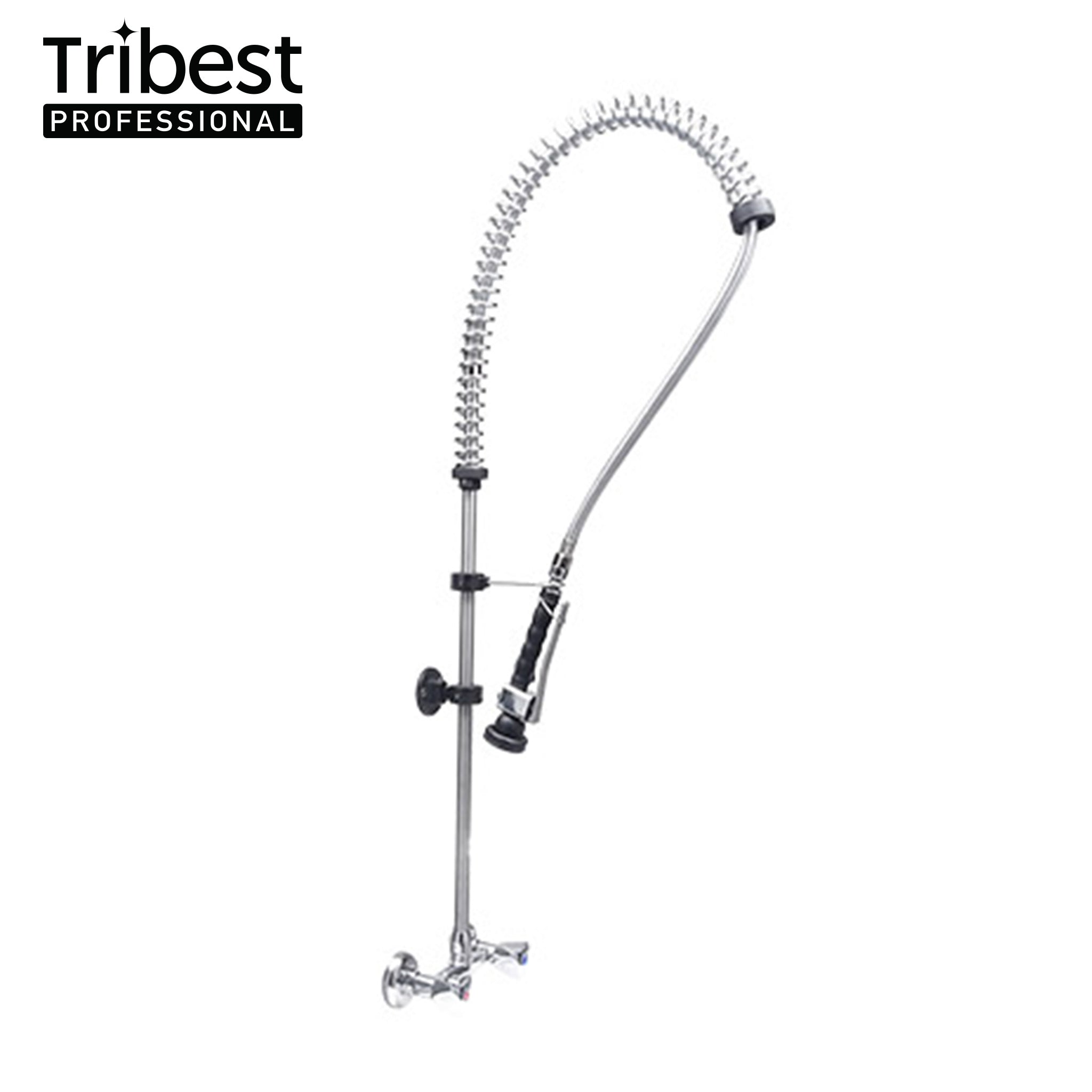 Cancan® MT03 Deluxe Wall Mounted Pre Rinse Faucet - Commercial Grade Stainless Steel Kitchen Sink Sprayer for Restaurants, Food Trucks & Home Use