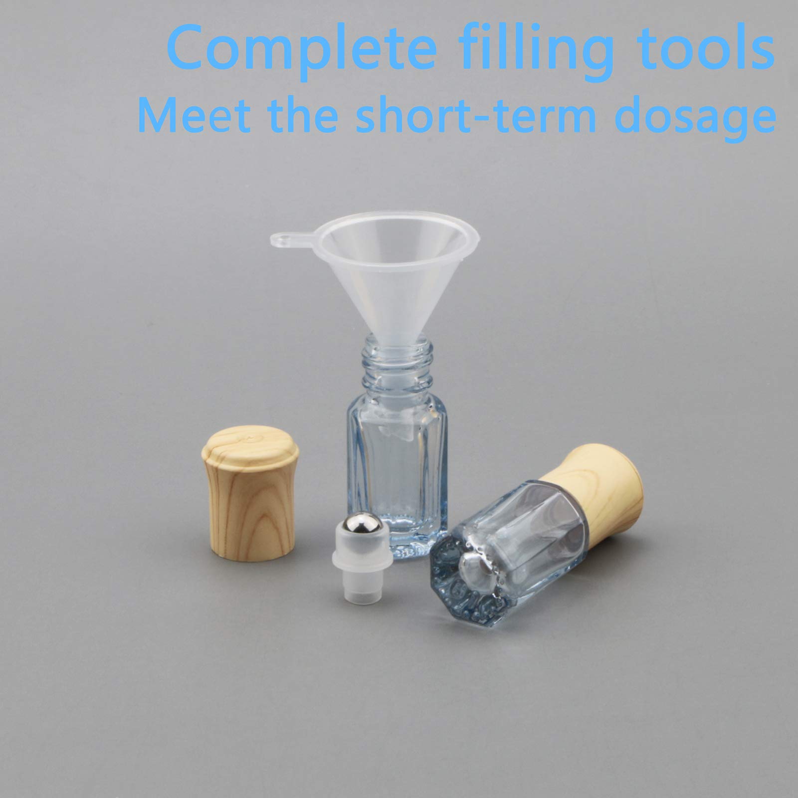 Newzoll 10Pcs 3ml Dark Blue Glass Essential Oil Roller Bottles - Refillable Roll-On Vials for Aromatherapy, Perfume & Cosmetics with Funnel & Opener - Perfect for DIY Blends, Travel & Gift Sets