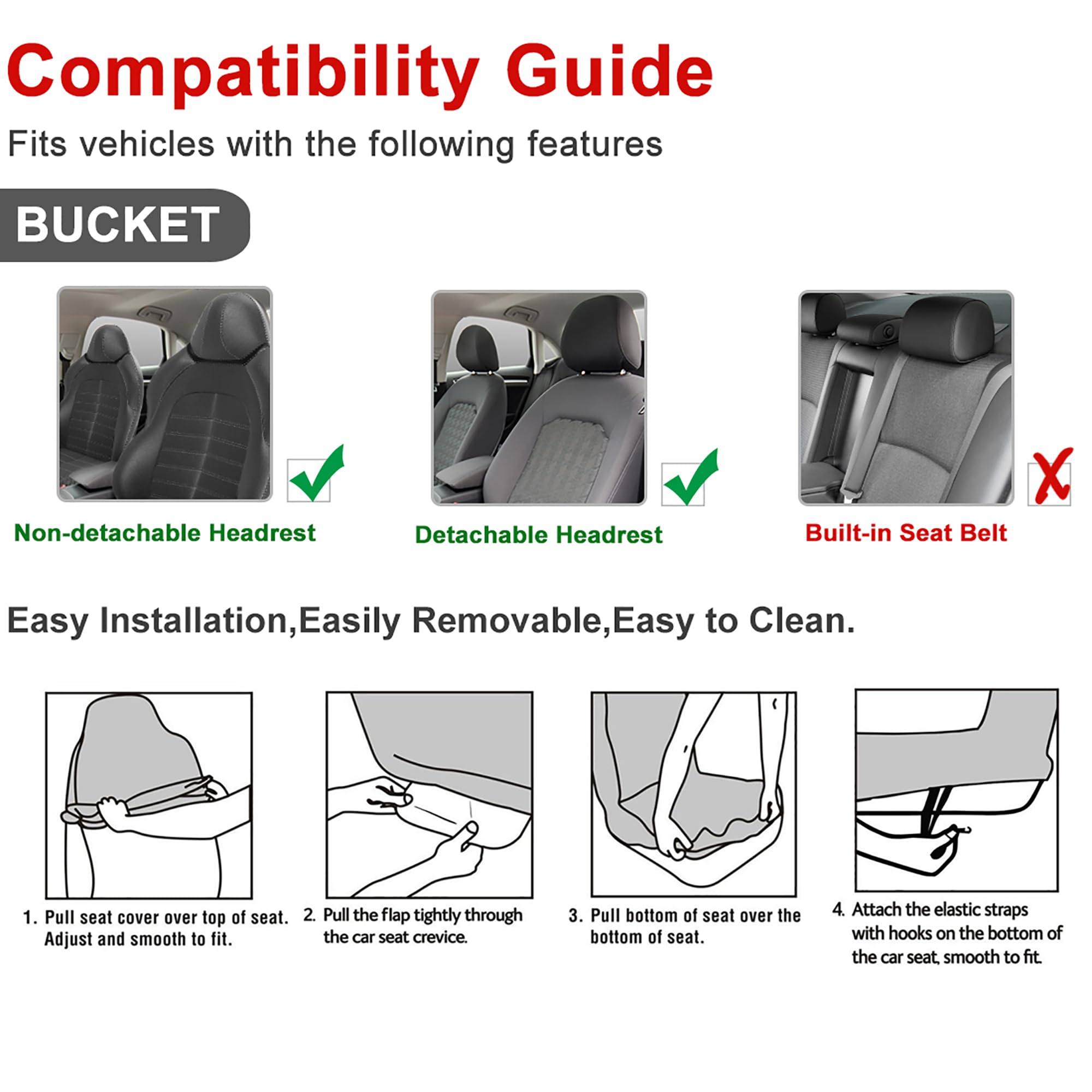 uxcell High Back Bucket Auto Car Seat Cover - Durable Polyester Fabric, Red Color - Perfect for Cars, Trucks & SUVs - Protects Seats from Wear & Spills