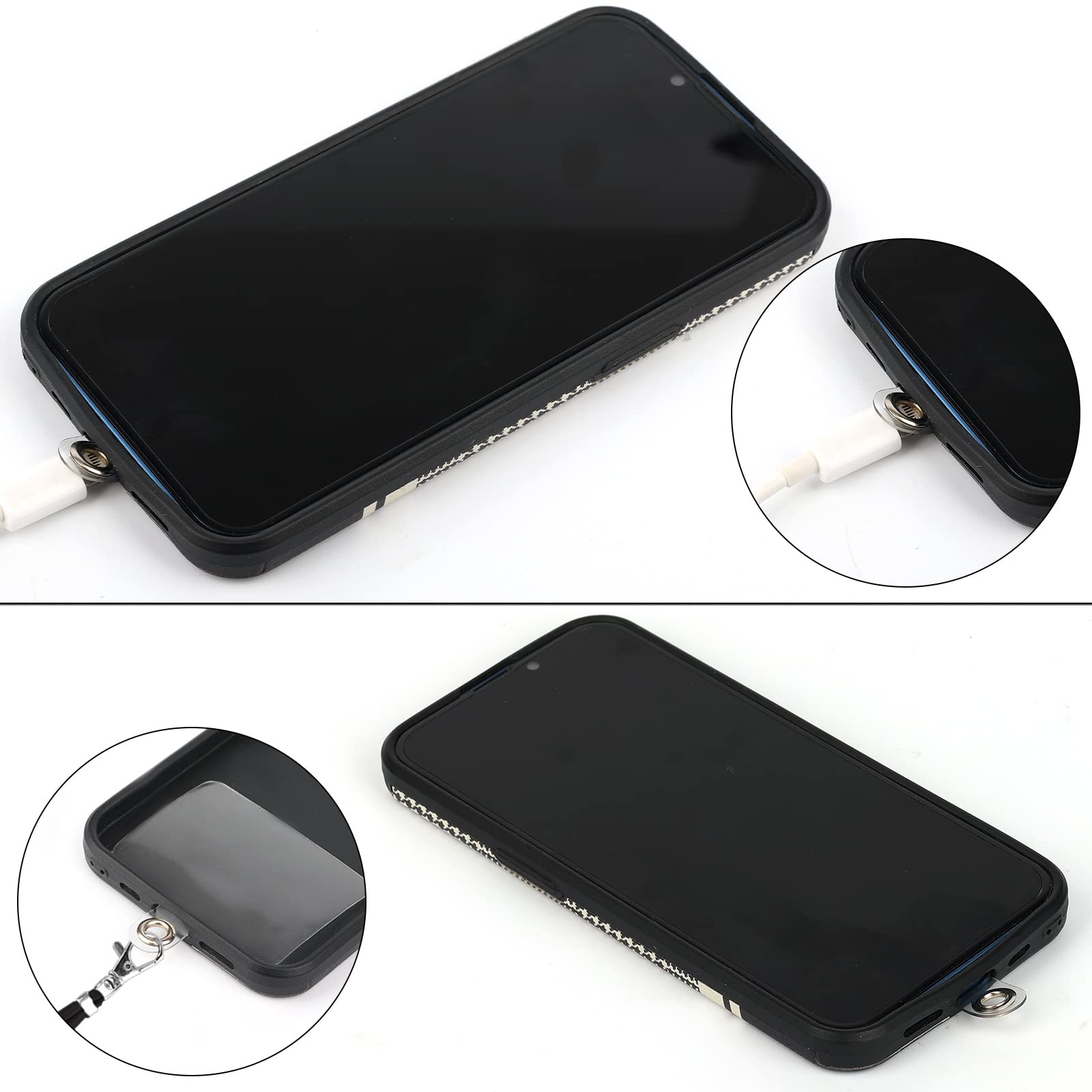 8pcs Clear Crossbody Phone Strap Tabs - Universal Phone Lanyard Patch for iPhone, Samsung & Most Smartphones - Secure Hands-Free Use for Running, Hiking & Travel
