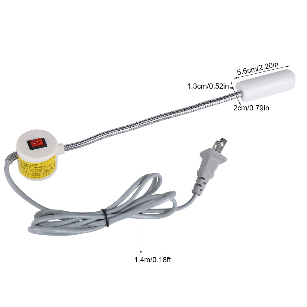 Zerodis 12 LED Magnetic Sewing Machine Light with Flexible Gooseneck, AC110-250V USB Lamp for Home Crafting & Sewing Projects - Perfect for Quilting, Embroidery & Nighttime Repair Work