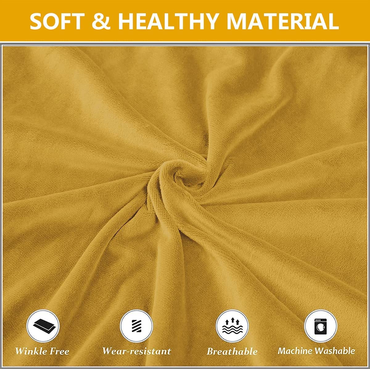 Velvet Dining Chair Covers - Stretchable Wingback Armchair Slipcovers (2 Pack, Yellow) | Soft Furniture Protectors for Dining Room, Hotel & Wedding Decor | Perfect for Home, Restaurant & Event Seating