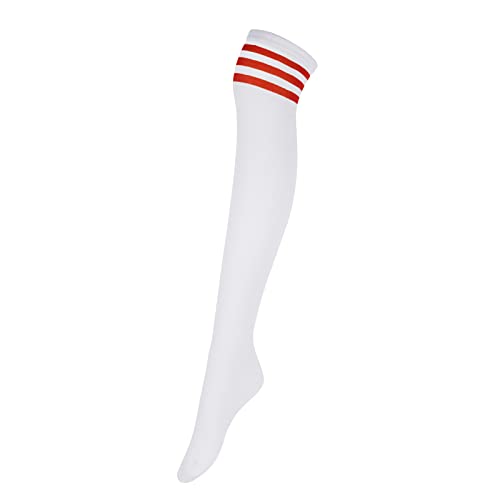 1 Pair - White With Red Stripes