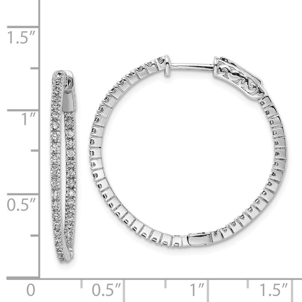 Sterling Silver Rhodium-Plated Cubic Zirconia Hinged Hoop Earrings for Women - Elegant CZ Studded Hinged Loop Earrings for Everyday Wear, Parties & Special Occasions
