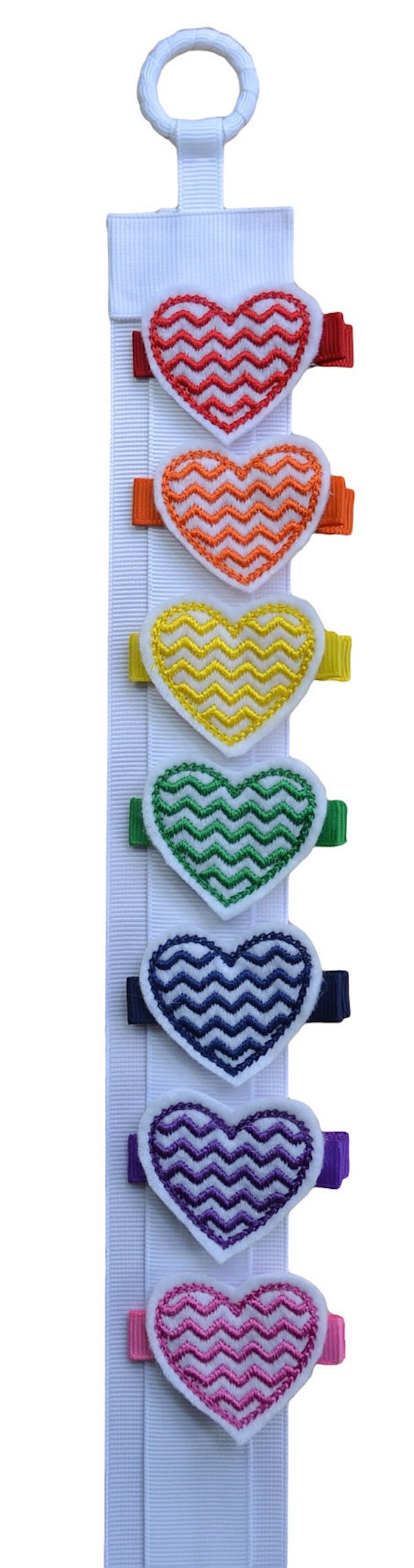 7pcs Hair Clips Set - Chevron Heart Felt Alligator Clips with Bow Holder for Girls & Women - Home & Travel Use