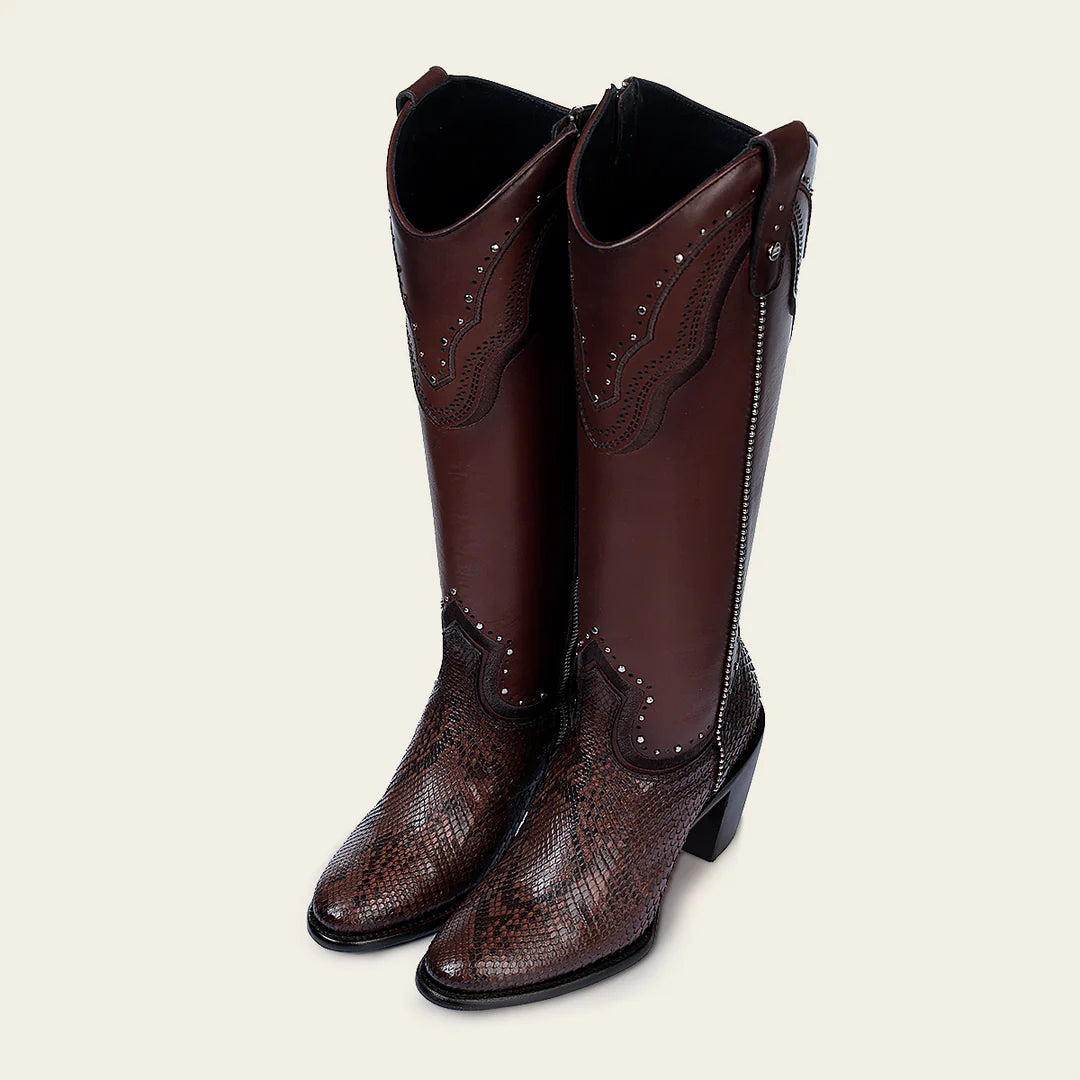 4V14PH Women's Cuadra Chocolate Western Cowgirl Python Leather Boots - Stylish & Comfortable for Rodeo, Country Dance & Cowgirl Fashion