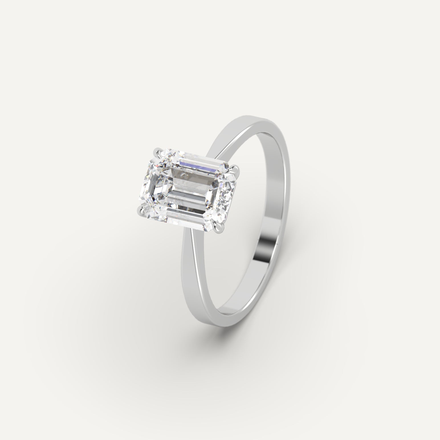 2 Carat Emerald Cut Diamond Ring - Elegant Solitaire Engagement Ring for Women, 14K White Gold, Ideal for Proposals, Anniversaries & Special Occasions