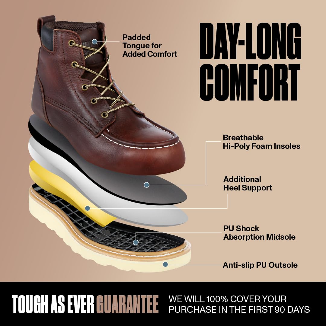 EverBoots Steel Toe Work Boots for Men - Oil Slip & Abrasion Resistant Safety Shoes, Lightweight Soft Oiled Leather with Goodyear Welt Construction - Ideal for Construction, Warehouse & Industrial Work