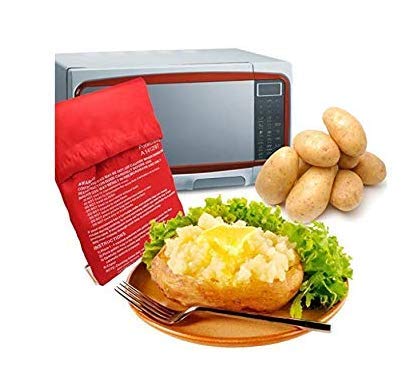 4 Pack Reusable Microwave Potato Bags for Baking & Cooking - Quick 4 Minute Perfectly Baked Potatoes - Ideal for Kitchens, Camping & Quick Meals
