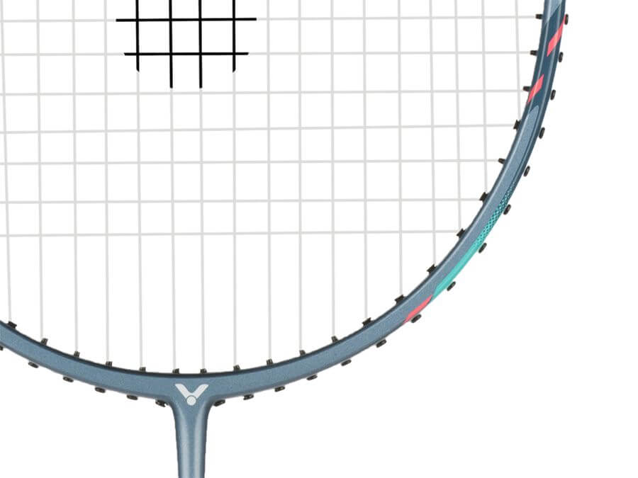 Victor Thruster K Hammer Light Badminton Racket - Pre-Strung Carbon Fiber Badminton Racquet for Speed & Power (Grey/Pink) - Perfect for Competitive Play & Training Sessions
