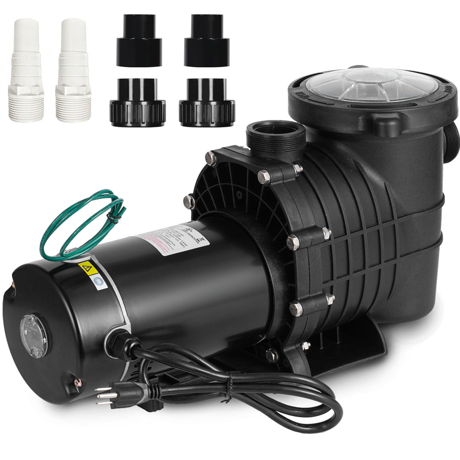 2HP Self Priming Pool Pump - 110V/220V Dual Voltage Inground & Above Ground Swimming Pool Pump - 1500W 60Hz Single Speed with Strainer Basket - Silent Operation - Perfect for Backyard Pools, Spas & Water Features
