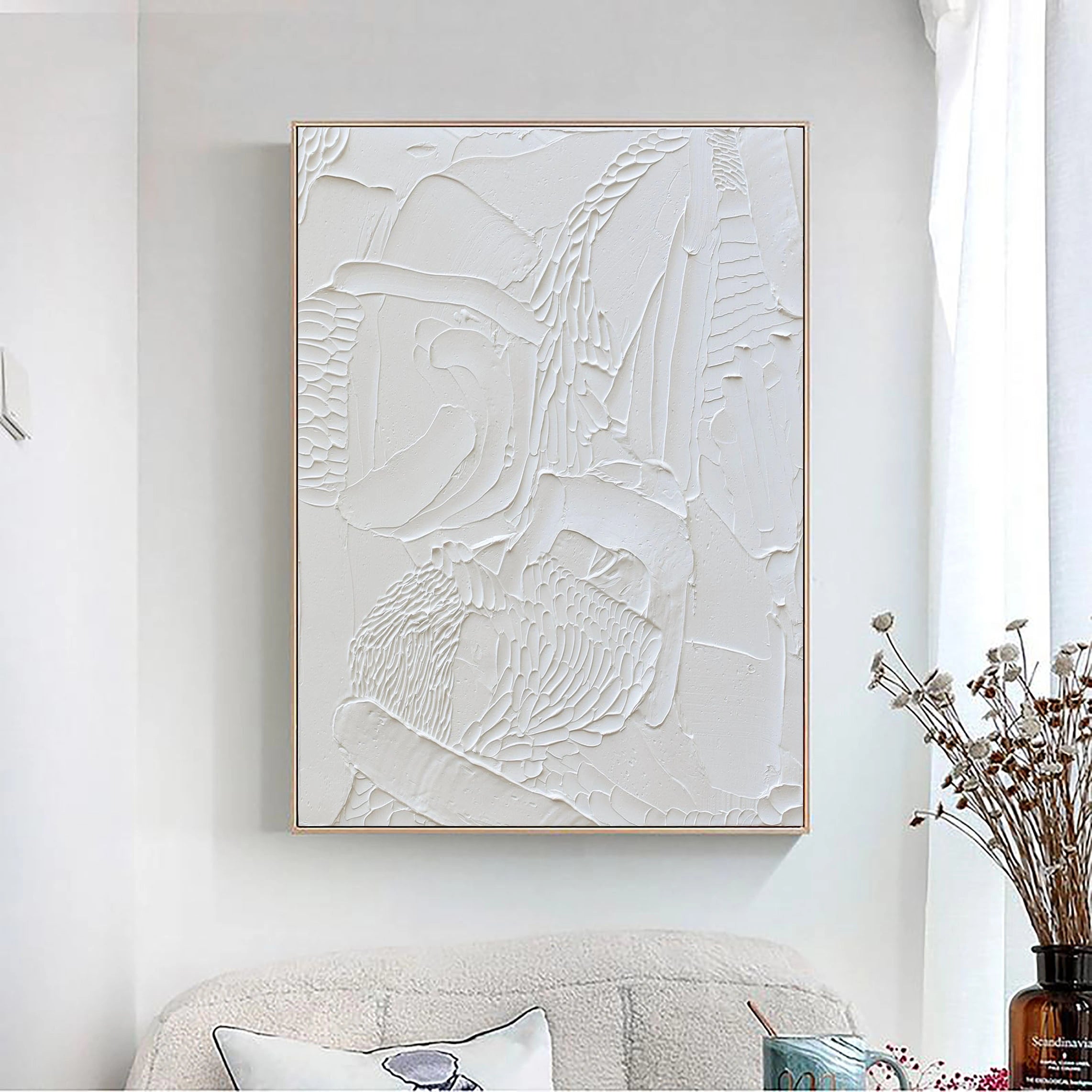 Minimalist Textured Plaster Art Painting #MM012 - Vertical Wall Decor for Modern Living Room & Bedroom