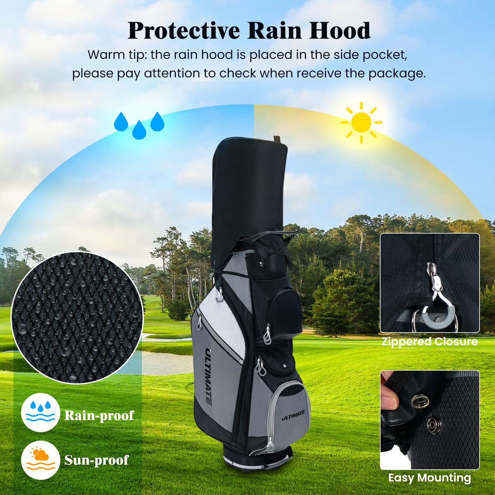 **Goplus 14-Way Top Divider Golf Cart Bag with 7 Zipped Pockets, Cooler Compartment & Rain Hood - Lightweight Golf Club Bag with Detachable Shoulder Strap for Men & Women - Perfect for Golf Tournaments, Driving Range & Travel**