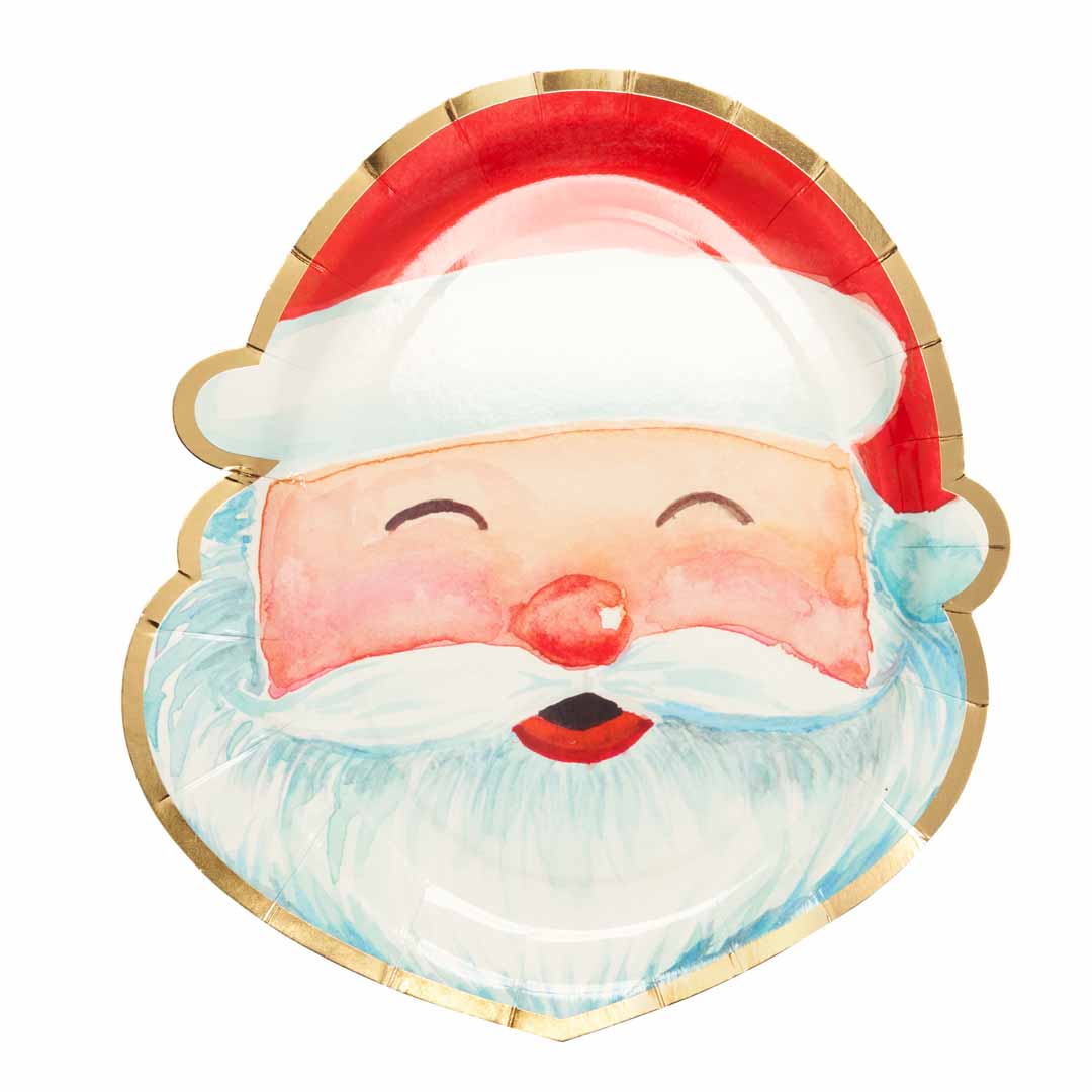 Santa Salad Plate Set - Festive Holiday Dinnerware for Christmas Celebrations (8-Piece Pack) - Perfect for Holiday Parties, Family Gatherings & Festive Table Settings