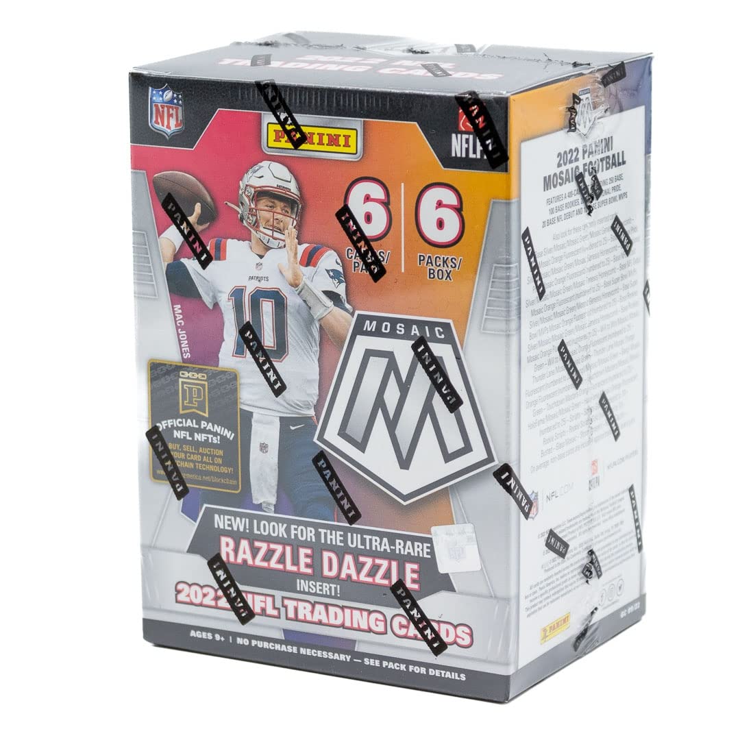2022 Mosaic NFL Trading Cards Blaster Box - Factory Sealed (6 Cards per Pack, 6 Packs per Box) | Collectible Football Trading Cards for Sports Fans & Card Collectors - Perfect for Gifts, Investments, and Game Day Trading