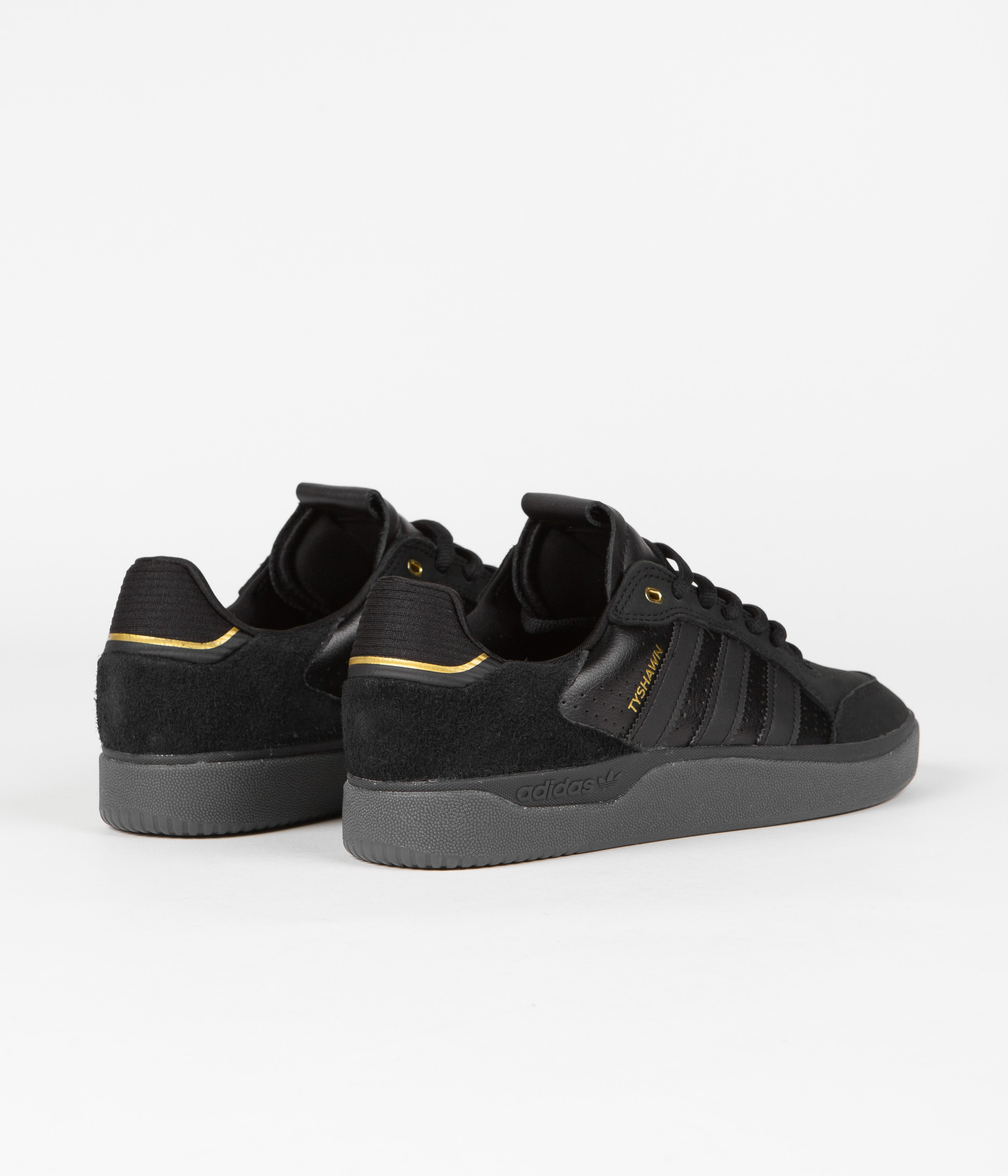 Adidas Tyshawn Low Sneakers for Men - Core Black/Gold Metallic Basketball Shoes | Lightweight Comfort for Casual Wear & Street Style
