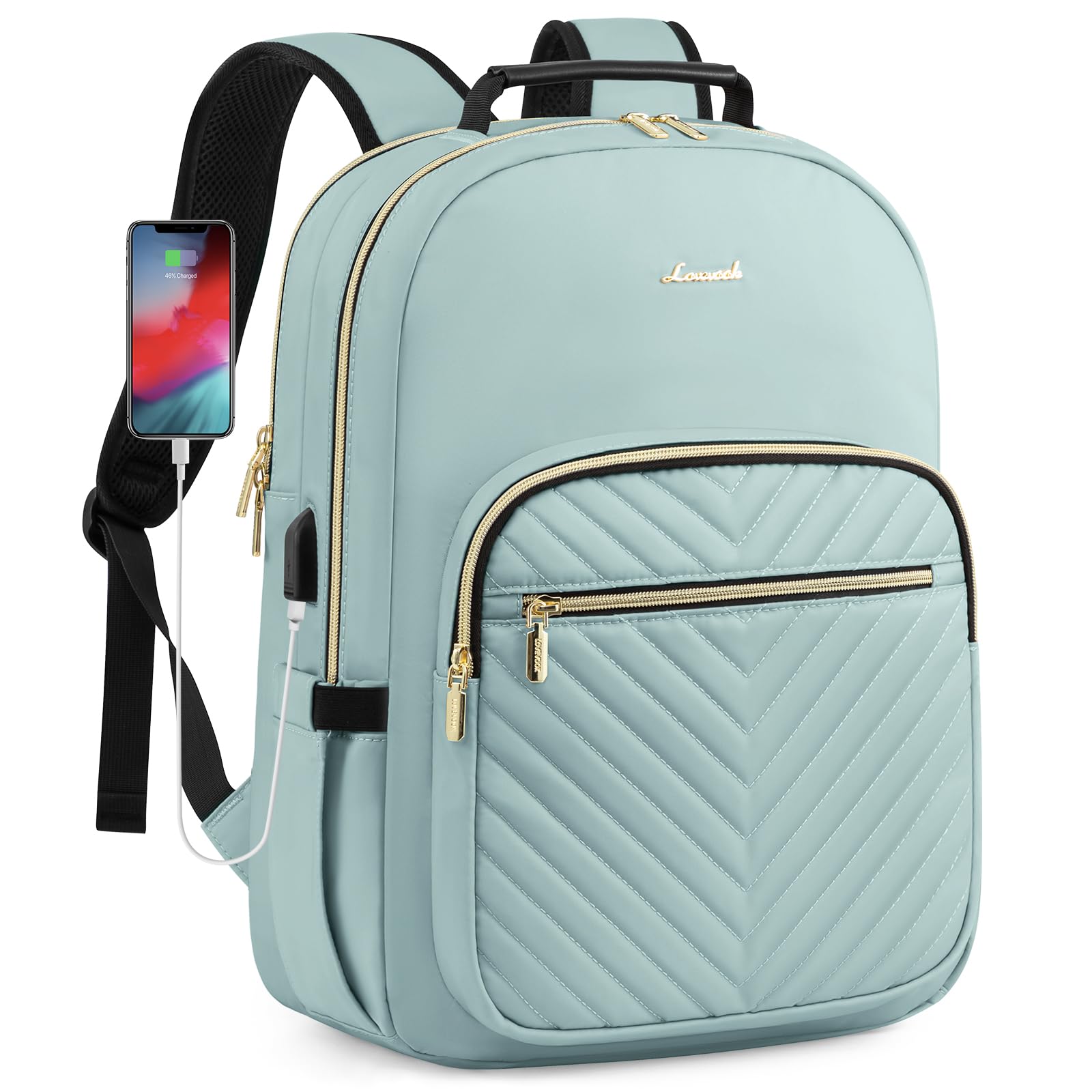 LOVEVOOK Women's Mint Green Laptop Backpack - 17-inch Travel Computer Bag for College, School, Work & Outdoor Activities, Stylish Teen Girl Backpack for Daily Use & Travel Essentials